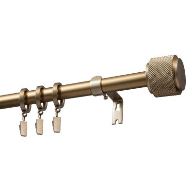 Extendable Single Curtain Rod Ø 19 mm OMEGA Gold 140–220 cm with Rings KOWALSKI