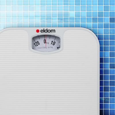 2. ELDOM MECHANICAL BATHROOM SCALE BR2016B WHITE UP TO 130 KG