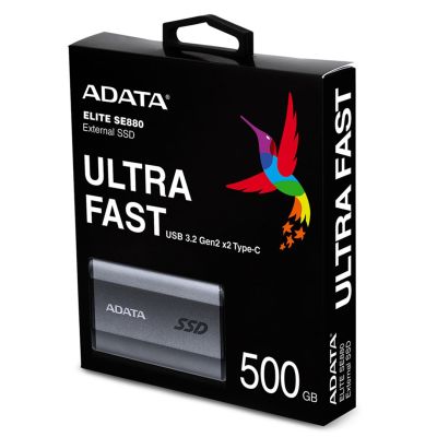 2. ADATA Elite SE880 500GB External SSD, Grey
