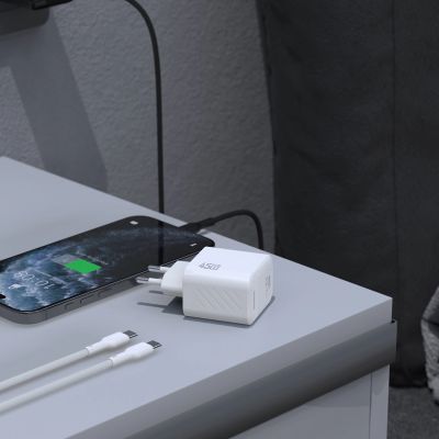 6. Dudao A28C 45W GaN Wall Charger + USB-C Cable - Black