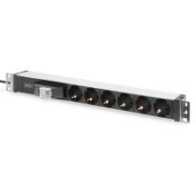 Digitus PDU 19" Rack Power Strip, 6x Schuko, 2.0m, 1x Unischuko plug, 16A, circuit breaker, aluminum profile