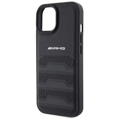 6. AMG Leather Debossed Lines case for iPhone 15 Plus - black