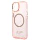 6. Guess GUHMP14SHTCMP iPhone 14 6.1" pink/pink hard case Gold Outline Translucent MagSafe