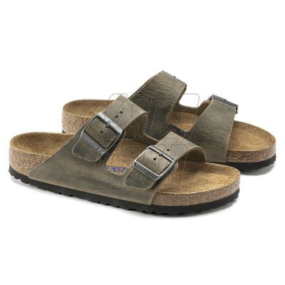 3. Birkenstock Arizona Soft Footbed Oiled Leather Narrow Faded Khaki Women's/Men's Flip-Flops for narrow feet oiled leather (1019377)