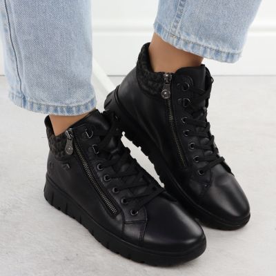 3. Rieker N1305-00 women's leather waterproof ankle boots, black