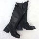 2. Women’s Leather Lace-Up Officer Boots with Block Heel, Black, Vinceza 66804