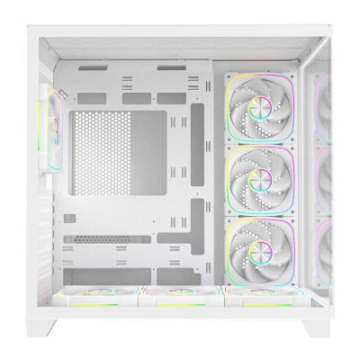 5. RAMPAGE PC Case with Tempered Glass SEALITE 7X, 7 ARGB PWM Fans, WHITE