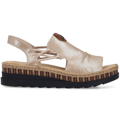 2. Rieker V7972-60 women's gold wedge sandals