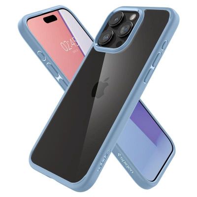3. Spigen Crystal Hybrid Case for iPhone 15 Pro Max - Clear Blue
