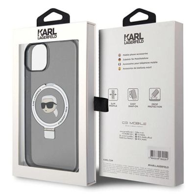 8. Karl Lagerfeld KLHMP15SHMRSKHK iPhone 15 6.1" black/black hardcase Ring Stand Karl Head MagSafe