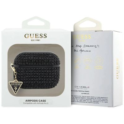 3. Guess Rhinestone Triangle Charm Case for AirPods Pro 3 - Black