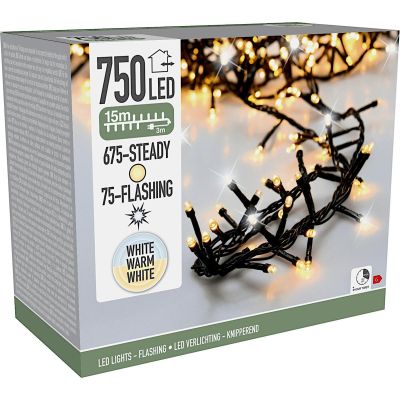 21. CHRISTMAS LIGHTS LIGHT CHAIN 750 LED FLASH WARM WHITE