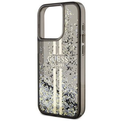 6. Guess Liquid Glitter Gold Stripes case for iPhone 15 Pro - black