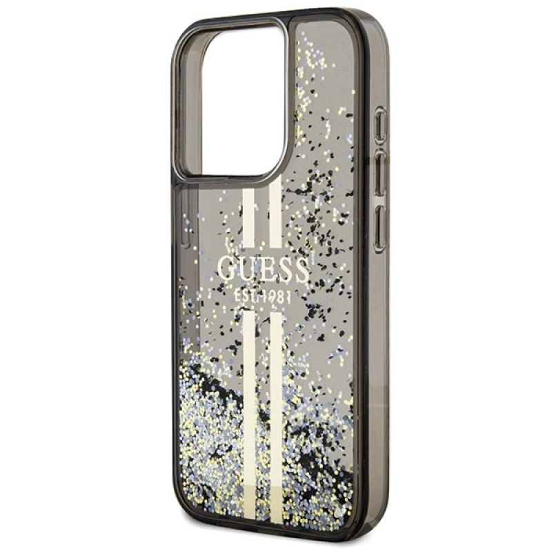 6. Guess Liquid Glitter Gold Stripes case for iPhone 15 Pro - black