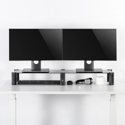 7. Maclean dual monitor stand, max. 20kg, tempered glass, (1029x285x127mm), MC-936