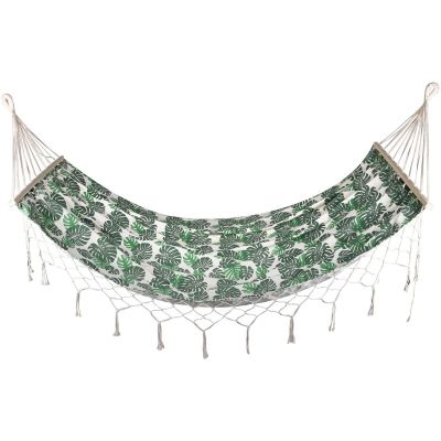 9. GARDEN HAMMOCK FOR 1 PERSON 200X100CM WITH SPREADER BAR AND FRINGE MIAMI NATURA JUNGLE