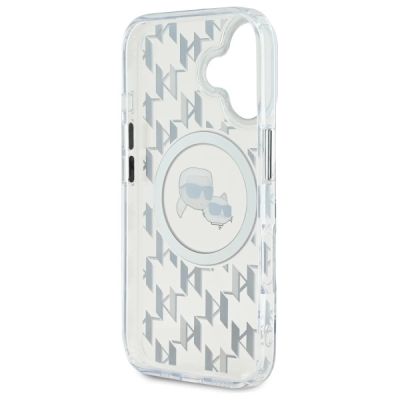 7. Karl Lagerfeld IML Monogram Karl & Choupette Head MagSafe iPhone 16 Case - Clear
