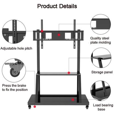 16. TECHLY MOBILE TV STAND LED/LCD/PDP 55-100 INCHES 150KG WITH SHELF ICA-TR30