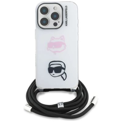 2. Karl Lagerfeld IML Crossbody Karl&Choupette Head Case for iPhone 16 Pro Max - White