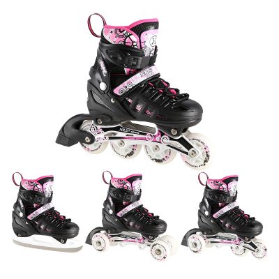 8. NH10905 4in1 PINK LED SIZE S(31-34) ROLLER SKATES WITH DIMENSIONAL HOCKEY BLADE NILS EXTREME