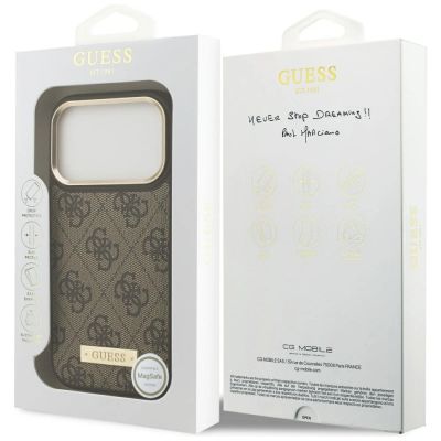 8. Guess 4G Logo Plate MagSafe case for iPhone 17 Pro - brown