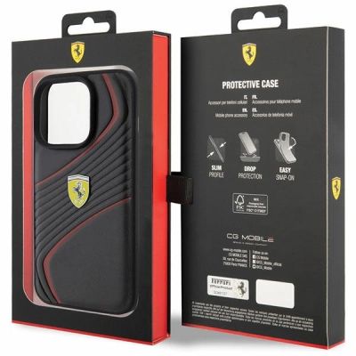 8. Ferrari Twist Metal Logo case for iPhone 15 Pro - black