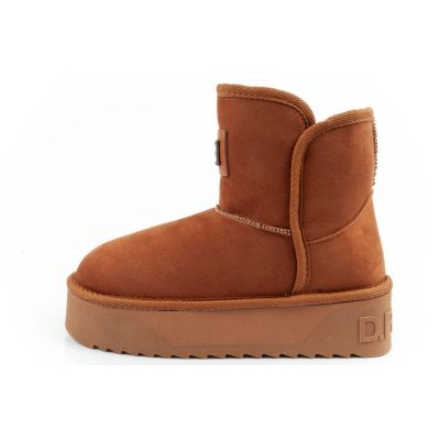 2. D.Franklin women's winter snow boots, fashionable fur lined, brown ankle boots