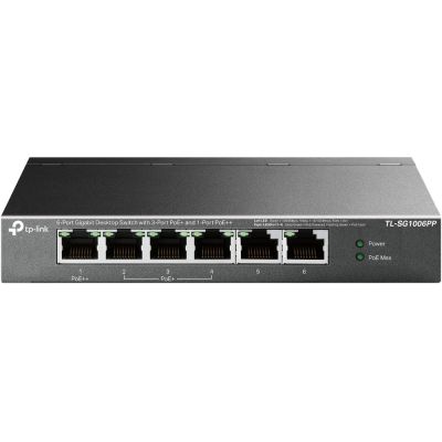 Switch TP-Link TL-SG1006PP Gigabit Desktop Switch, 6 ports, including 3 PoE+ ports and 1 PoE++ port