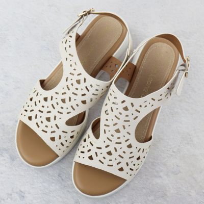 6. Women's cream openwork elevated sandals Sergio Leone SK-850
