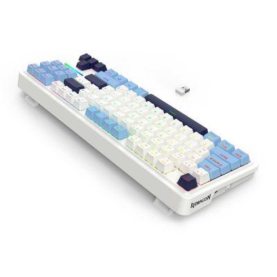 5. REDRAGON K728WBB-RGB-PRO Antonium Pro Keyboard USB + RF Wireless + Bluetooth White, Blue