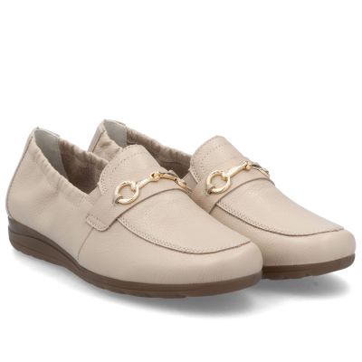 2. Women's leather shoes, comfortable beige moccasins, Rieker L9354-60