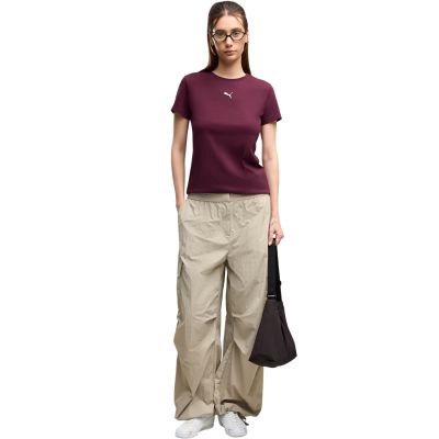 5. Puma Ess Centered Cat Logo Tee Women’s T-Shirt Burgundy 692916 24