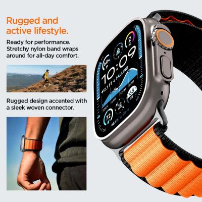 16. Spigen WBF1 Strap for Apple Watch 44 / 45 / 46 / 49 mm - Black and Orange
