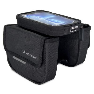 3. Wozinsky bicycle frame bag, waterproof phone case, 1.5l, black (WBB26BK)