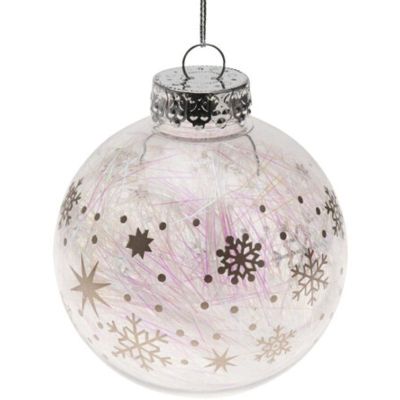 DECORATIVE BALL 8 CM SILVER STARS