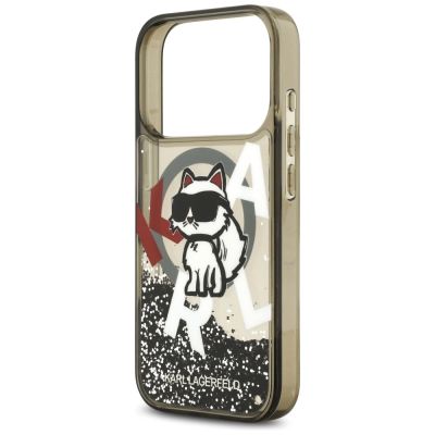 6. Karl Lagerfeld Liquid Glitter Choupette Logo MagSafe Case for iPhone 17 Pro - Black