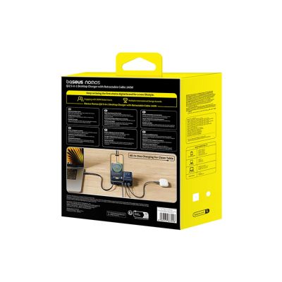 8. Baseus NOMOS 140W Qi2 5-in-1 Wireless Charging Station with Retractable USB-C Cable and Digital Display - Black