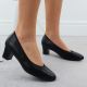 6. Women's leather pumps with a low heel, black Rieker 44650