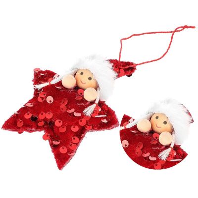 5. SET OF 3 PENDANTS STAR DOLLS RED SEQUINS
