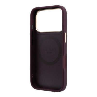 7. Guess Peony 4G Small Logo MagSafe Case for iPhone 17 Pro / 18 Pro - Burgundy