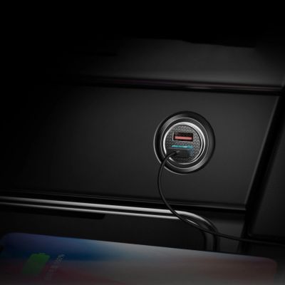 12. Baseus Circular smart car charger 2x USB QC3.0 Quick Charge 3.0 SCP AFC 30W black (CCALL-YD01)