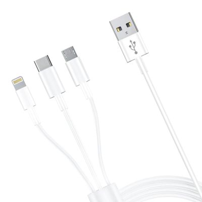 5. 3mk Cable 3in1 USB-A - micro USB / Lightning / USB-C 1.2m 20V/2.4A 15W - white