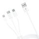 5. 3mk Cable 3in1 USB-A - micro USB / Lightning / USB-C 1.2m 20V/2.4A 15W - white
