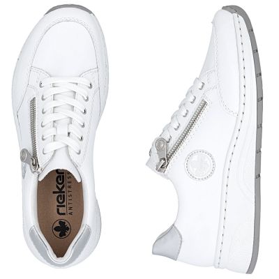 3. Women's leather shoes, sneakers, white Rieker N6508-80