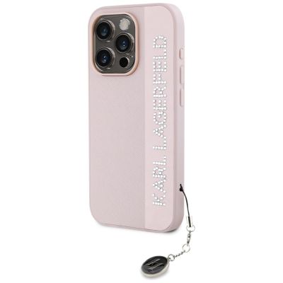 2. Karl Lagerfeld Saffiano Rhinestones & Charm case for iPhone 15 Pro Max - pink