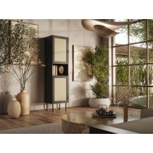 Jute display cabinet 50x39.5x190 black + calabria linoleum