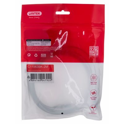 2. UNITEK HDMI 2.0 CABLE 4K60HZ, FLAT, 2M, C11063BK-2M