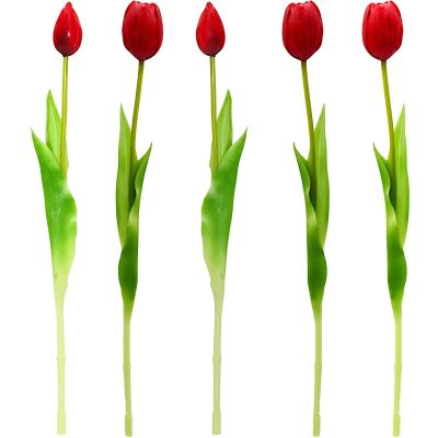 11. BOUQUET OF 5 RED TULIPS 39 CM LIKE LIFE SPRING DECORATION