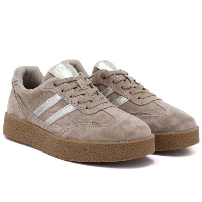 8. Women's beige leather platform sneakers S.Barski LR62-7107