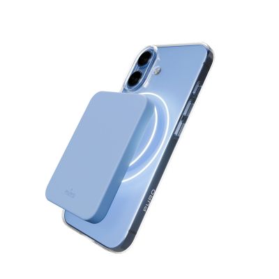 3. Puro Lite Mag TPU+PC Case Compatible with MagSafe for iPhone 17 - Transparent with Blue Ring